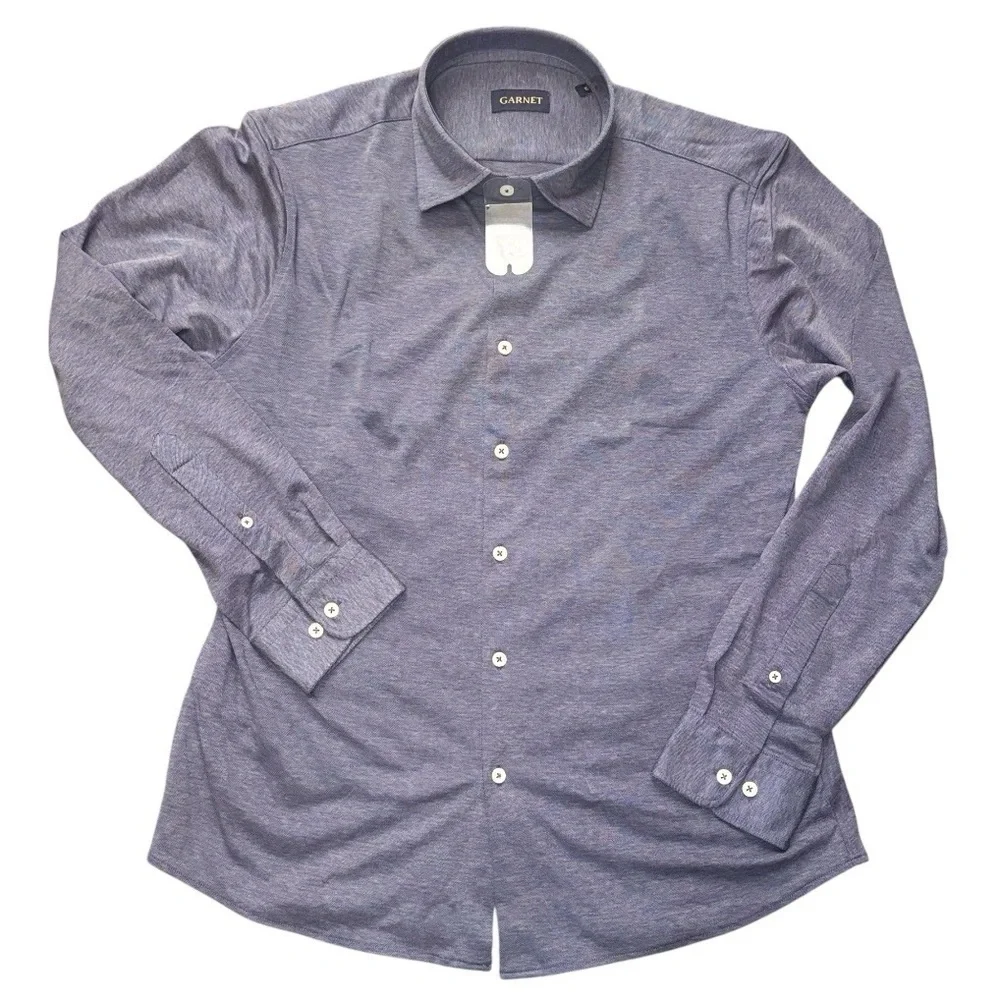 Garnet Men’s Long Sleeve Button-Up Shirt Blue Size M - Picture 2 of 5